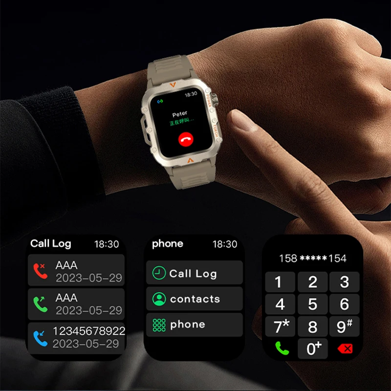 Flashlight Smartwatch Fitness Clock Health Monitor Waterproof Smart Watch Bluetooth Call Sports Watches for Man IOS Android 2025