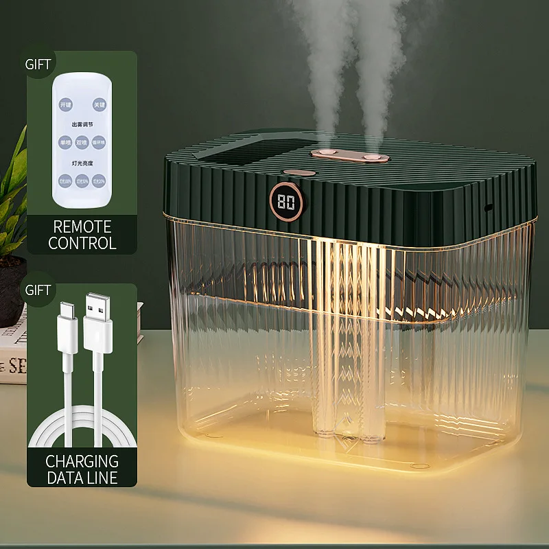 Humidificador de aire de doble boquilla, difusor de aceites esenciales con  pantalla LCD de humedad, gran capacidad, promoción, 2L - AliExpress