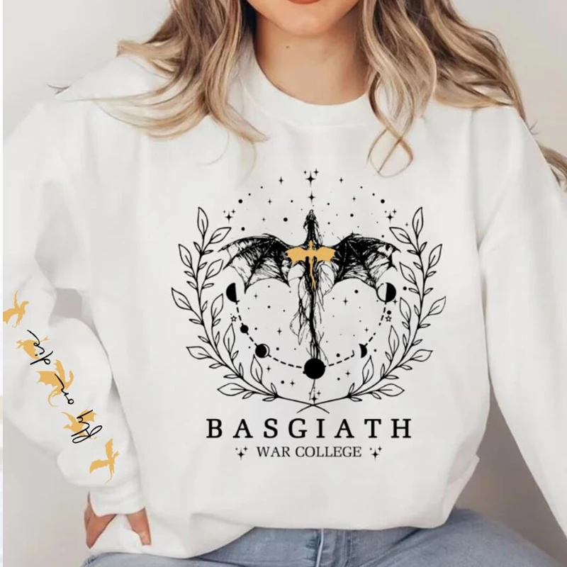 Sudadera Fourth Wing para mujer, jersey de Basgiath War College, sudaderas de cuello redondo, sudadera con capucha Dragon Rider, ropa de calle, Fantasy Reader