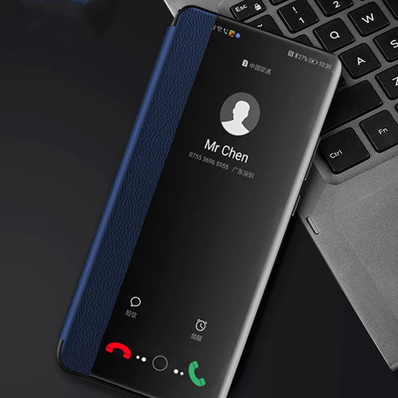 Clear Window View PU Leather Flip Case - Premium Phone Cover/s