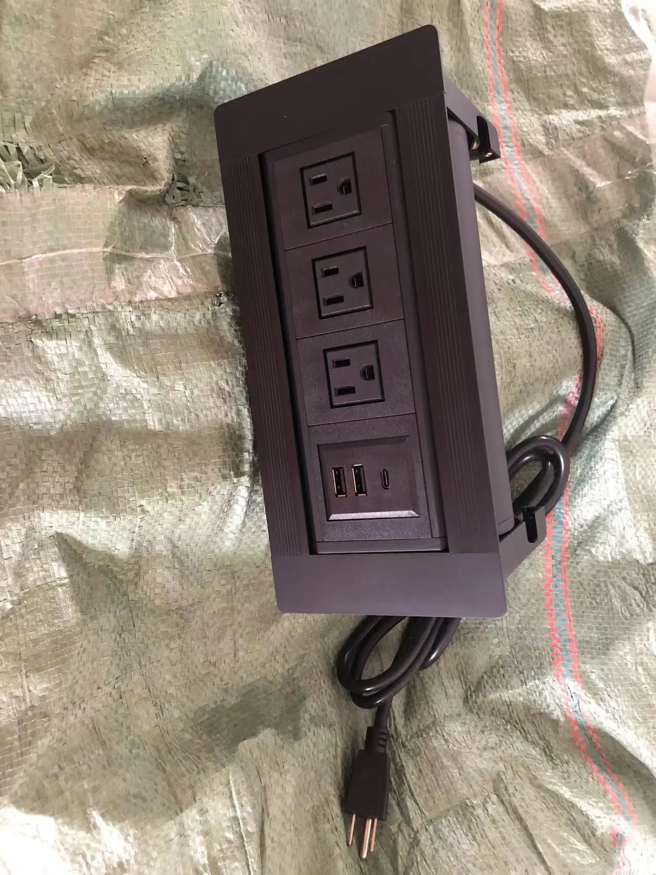 Conference Tabletop Hidden Manual Rotating Power Sockets USB C USB A switch HDMI for Office Furniture