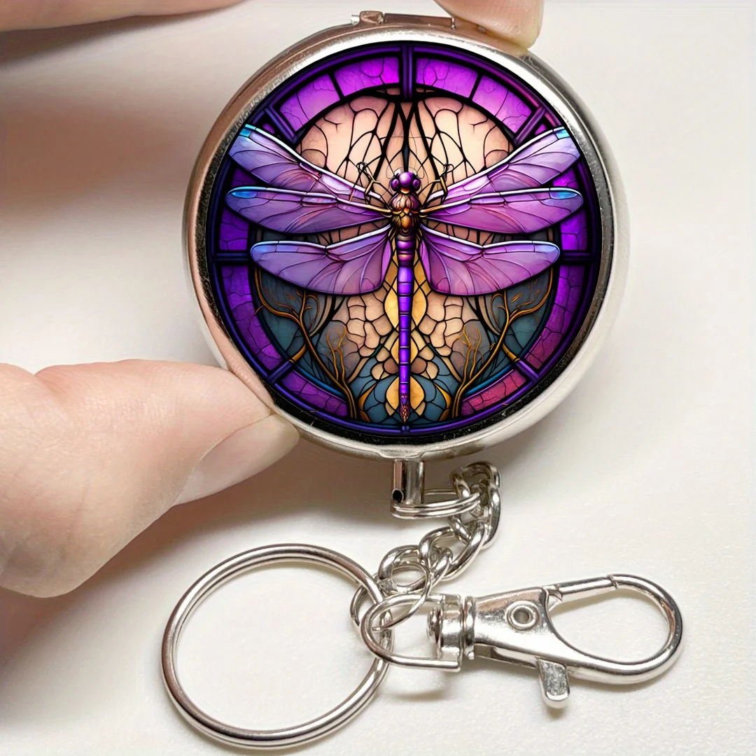 Dragonfly Design Ashtray Creative Ashtray Mini Portable Ashtray with Lid Keychain Stainless Steel Travel Ashtray Storage Box portable ashtray cigarettes ashtray silicone ashtray stainless steel ashtray metal ashtray
