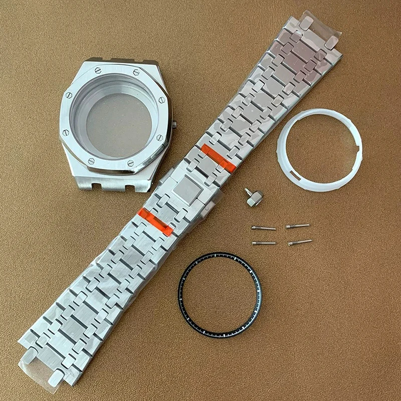 41mm Hochwertiges 316L Edelstahl Silber + Ring Saphirglas Uhrengehäuse Fit NH35/NH36 Automatikwerk Uhrenzubehör – Detail 11
