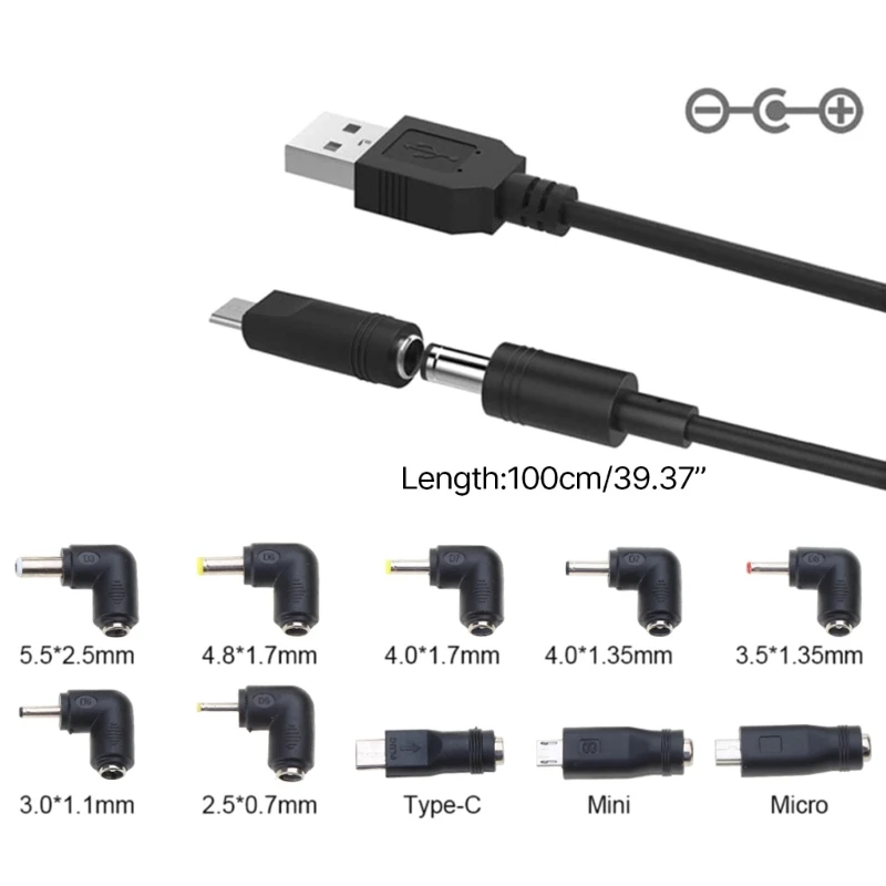 USB To DC5V Power Cable with 10 Adapters