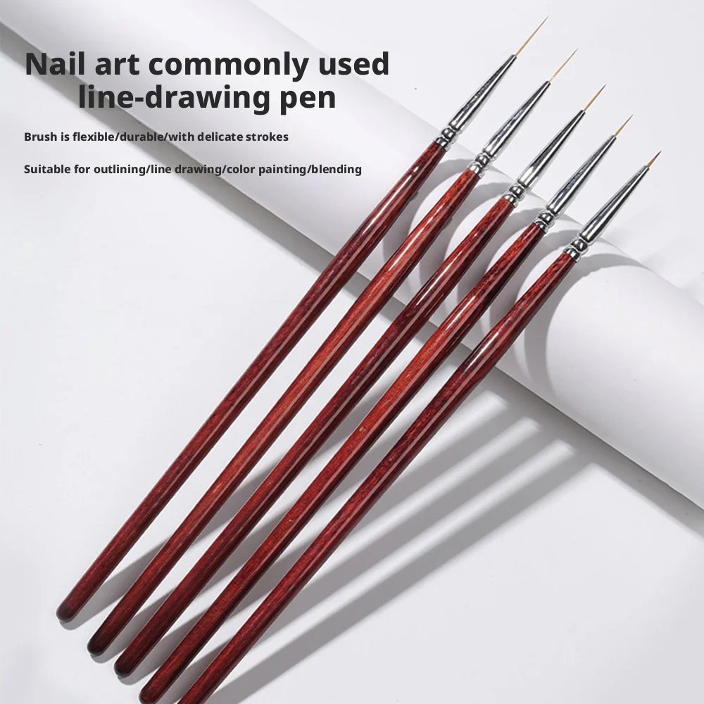 Professional Nail Art Striping Liner Brush with Red Wood Handle - Precision Nail Design Tool 1/5pcs