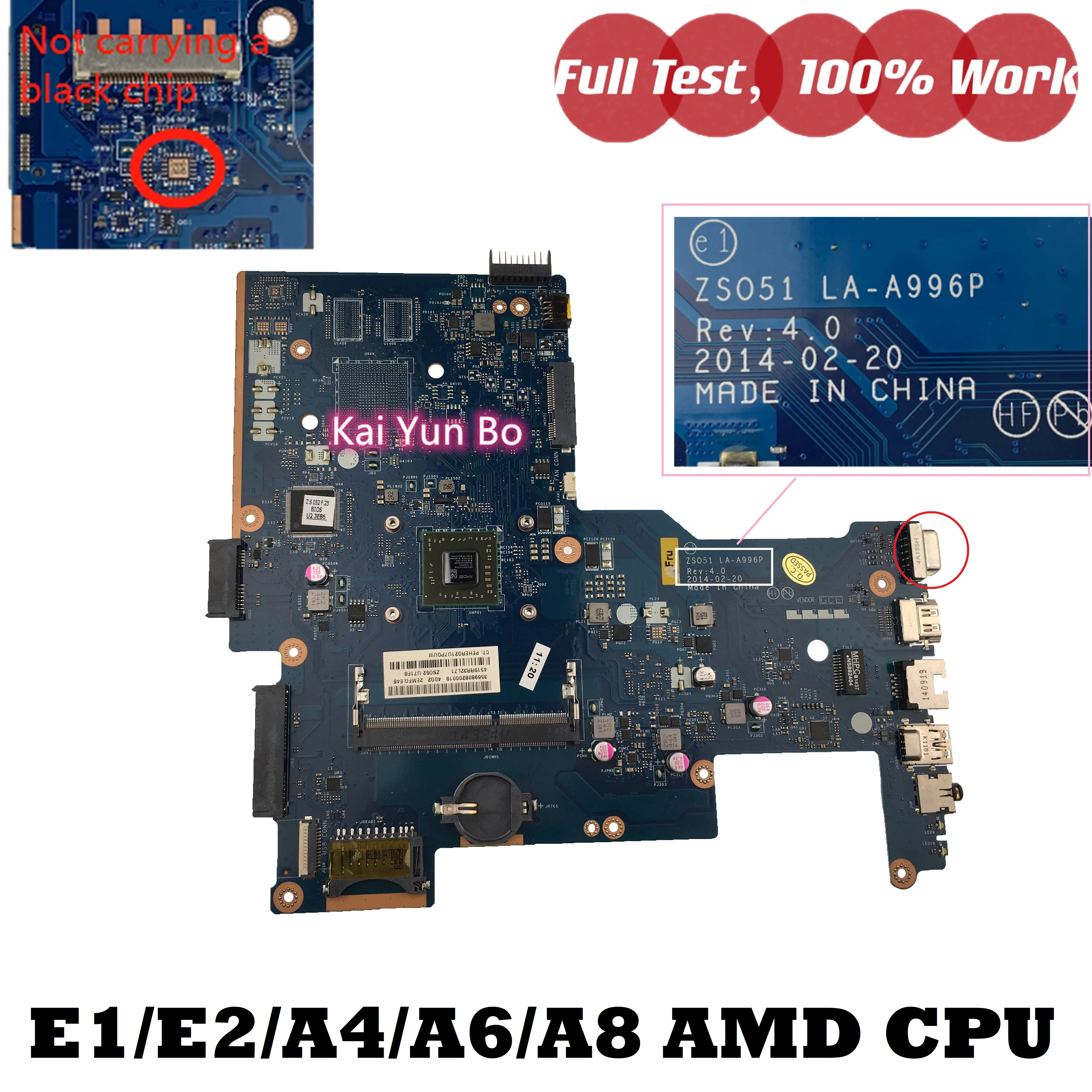 

For HP NOTEBOOK 15-G 255 G3 Laptop Motherboard ZSO51 LA-A996P 761531-601 761531-501 761531-001 with E1 E2 A4 A6 A8 CPU Mainboard