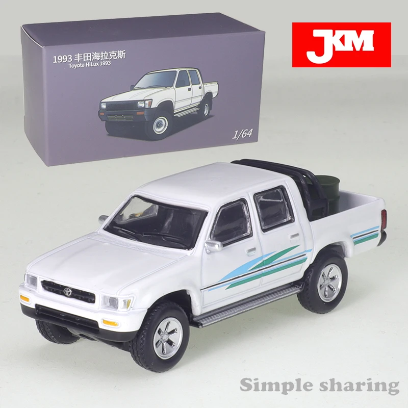 

Пикап JKM 1/64 Toyota Hilux с металлической моделью автомобиля, амортизирующая раздвижная игрушечная машинка, украшения для детей, игрушки для мальчиков