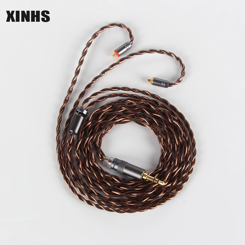 

XINHS Earphone Cable 4 Core 7N SingleCrystal Copper Plated Silver Dark Brown