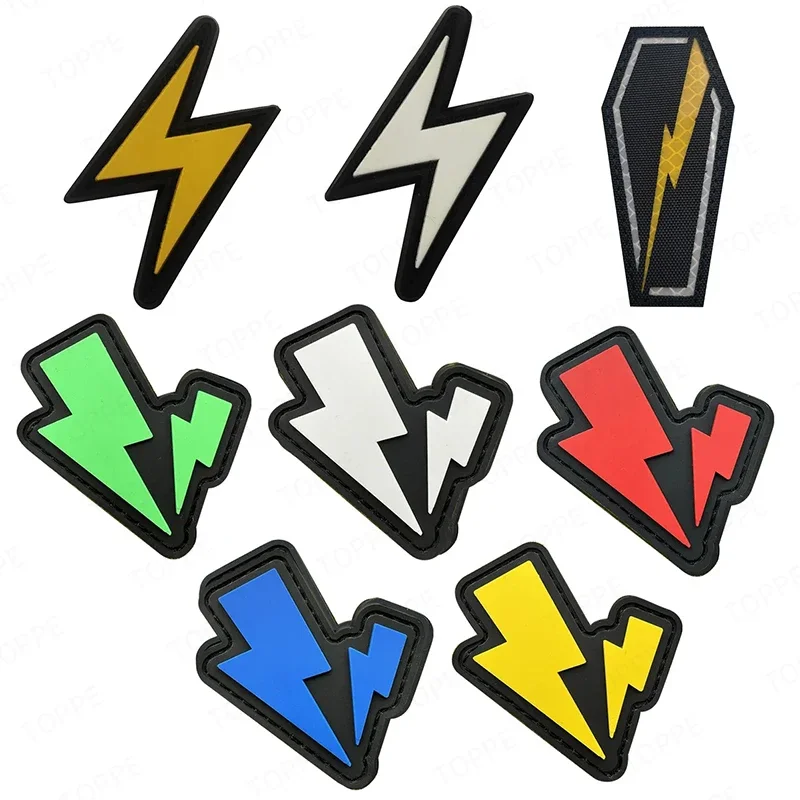 Reflektierende Blitz Stickerei/PVC Patches Abzeichen Emblem Zubehör CM Klettverschluss für Kleidung Jacke Zubehör DIY