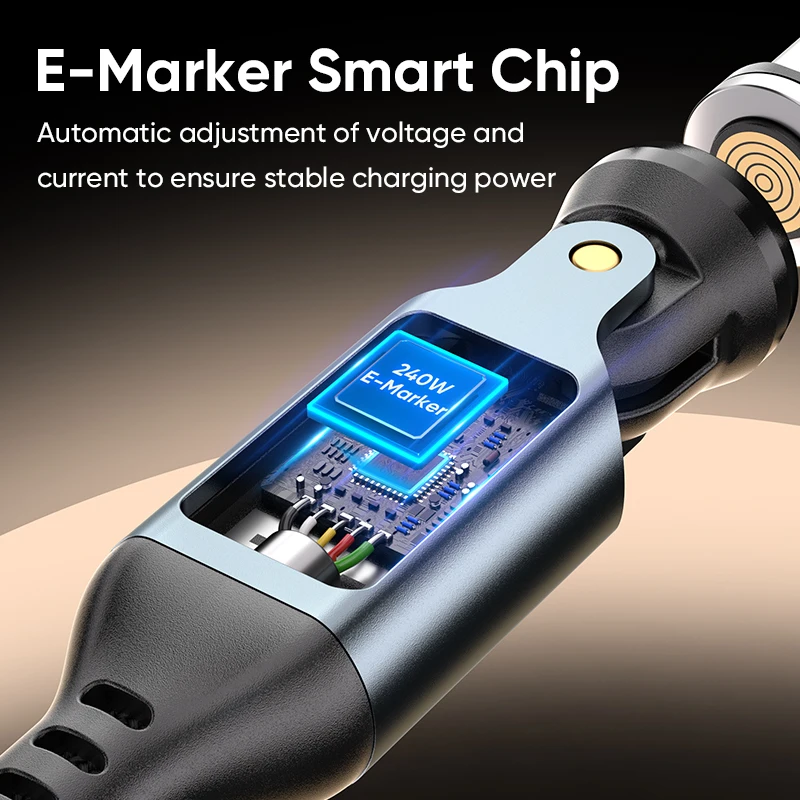 Revolutionary 240W Magnetic Type-C Digital Display Cable with 540-Degree Rotation
