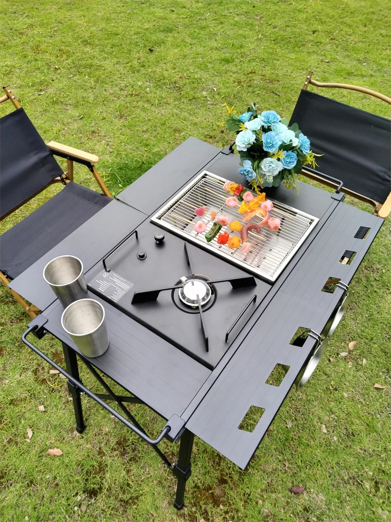 Lohascamping Portable Gas Burner Table High power Camping Stove Table Frying Pan Butane Furnace flat Folding Gas Burner