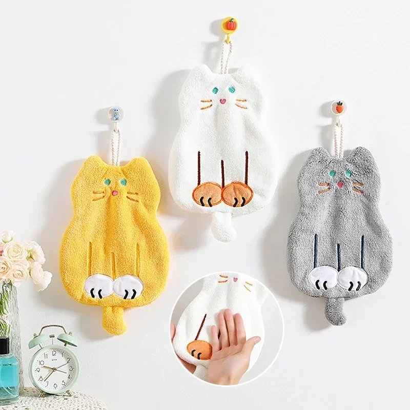 

Cartoon Kitten Hand Towel Kitchen Bathroom And Toilet Hand Towel Hanging Type With Super Water Absorption Quick-drying Cloths