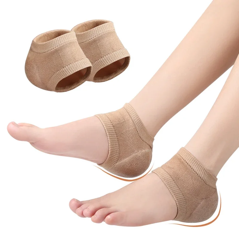 1 Pair Silicone Protector Sleeve Heel Pads Heel Cups Plantar Fasciitis Support Feet Care Skin Repair Cushion Half-yard Gel