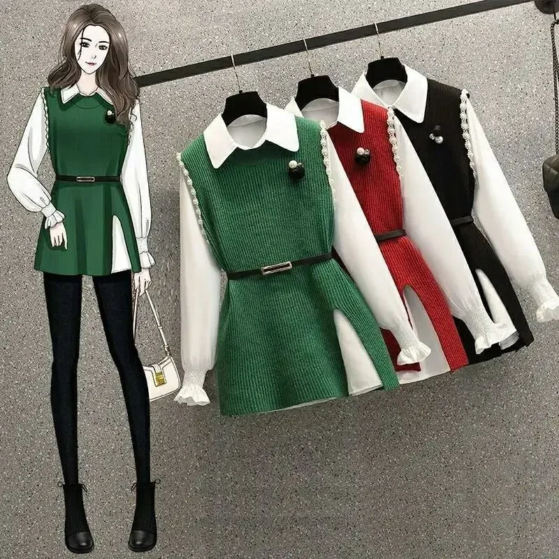 New Women's Vest Sleeveless Jacket Tops Korean Fashion Pearl Coats Knit Pullover Sweaters Vintage Luxury Designer Clothing