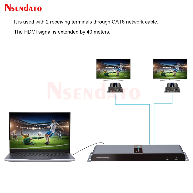 LKV712pro HDMI POE Network Extender 1X2 Over Cat6/7 RJ45 40M 1080P HDMI Video Transmitter Receiver Kit Extension Cable With EDID