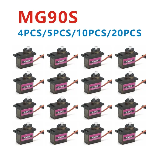 4/5/10/20PCS MG90S Metal Gear RC Micro Servo 13.4g Motor For ZOHD Volantex Airplane For RC Helicopter Car Boat Model Toy Control 1