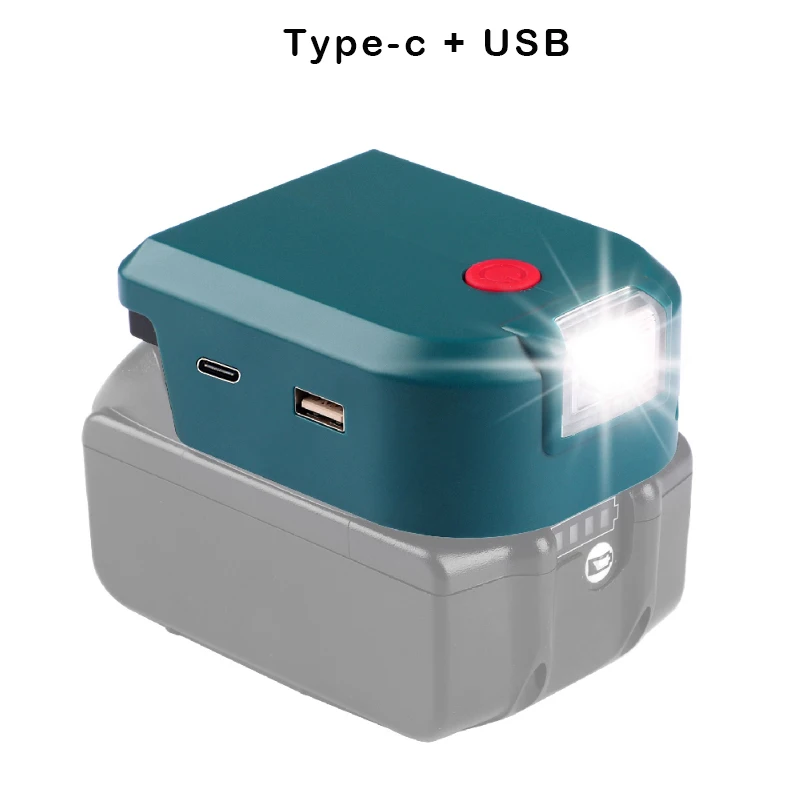 para makita lion bateria dupla porta conversor usb com luz led spotlight lanterna ao ar livre para makita baterias