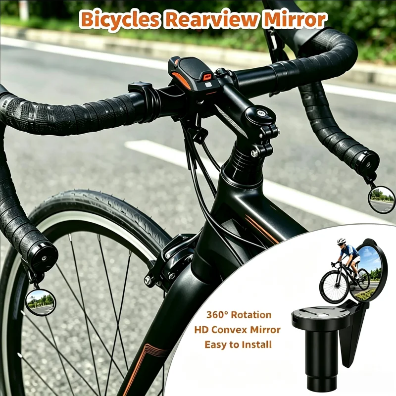 Cycling Handlebar-Mounted Rear View Mirror with Lightweight Acrylic Lens