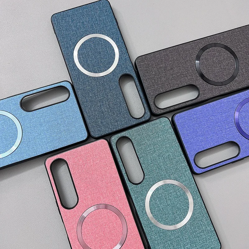 Fabric Cloth Texture Magnetic Phone Case - Shockproof with Magsafe Charging Compatibility