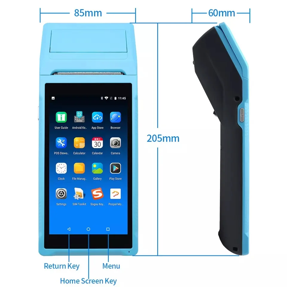 Q1 Pos 모바일 POS 기기 3G 4G Wifi POS 휴대용 티켓 발권기 5.5인치 투표 POS 단말기 프린터