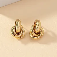 2 Pair Set Gold SIlver Color Knot Hoop Earring Set For Women Shiny Plating Trendy Earring Stud Cute Daily Wear Jewelry Set - Image 4