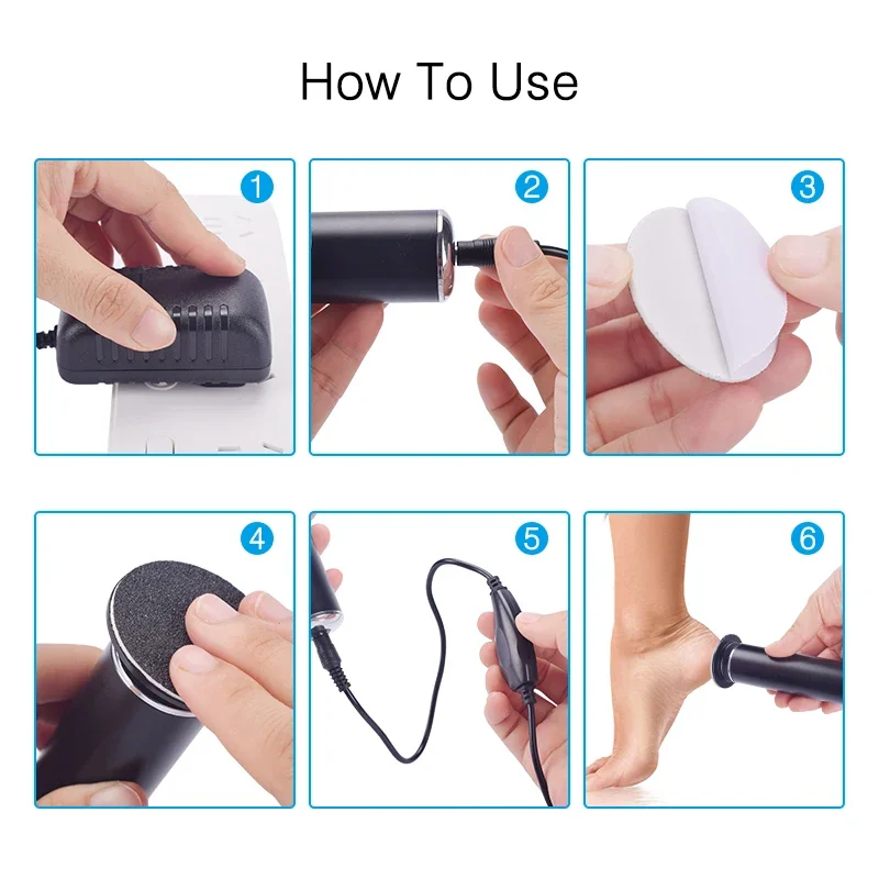 Electric Foot Grinder Electric Foot File Electric Foot Callus Remover Electric Pedicure Tools Foot Care File Leg Heels Remove Dead Skin Callus Remover Feet Clean Care Machine & Replacement Sandpaper