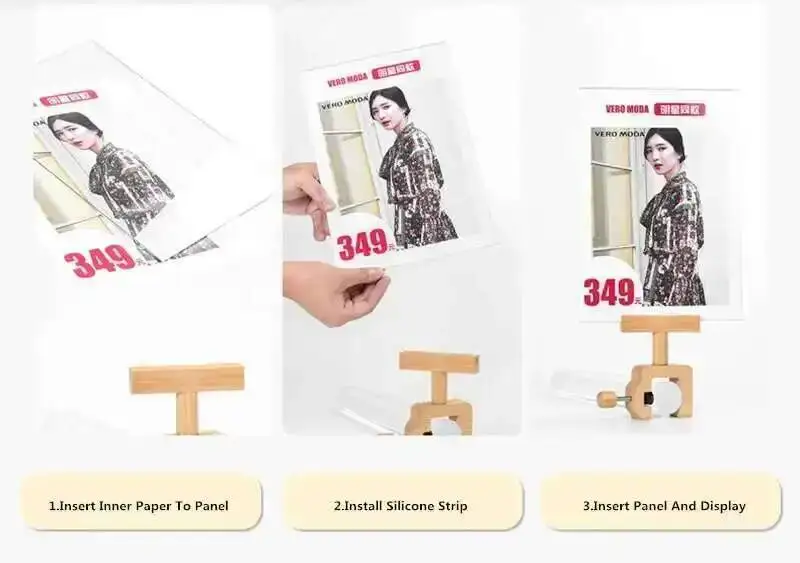 A4 Supermarkt Pop-Clip Werbeplakat-Halter Fotorahmen Preisschild Werbeschild Werbeaufsteller – Detail 8