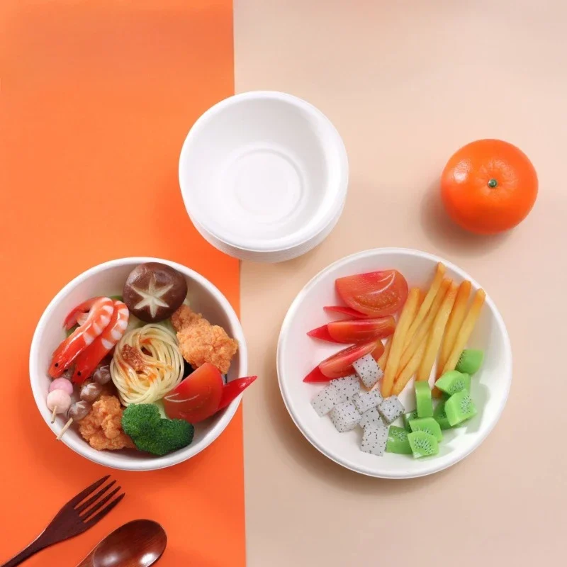 50/100PCS Disposable Paper Bowls Biodegradable Salad Dessert Bowls Suitable for Gatherings Holidays Outdoor Activities