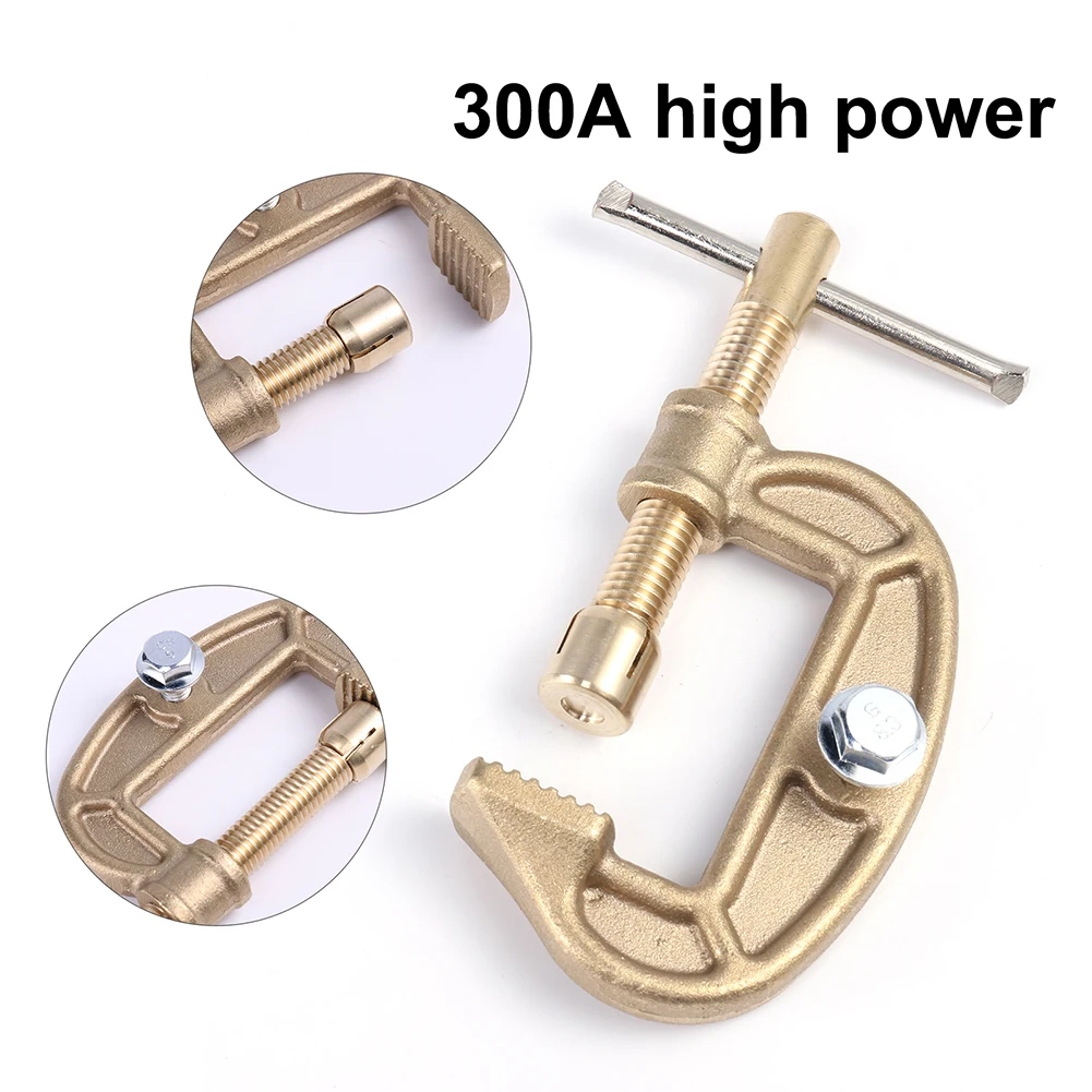 300A Ground Clamp High Power Brass Welding Electrode Holder G-shaped Ground Welding Earth Clamp Replacement Welder Machine Tools