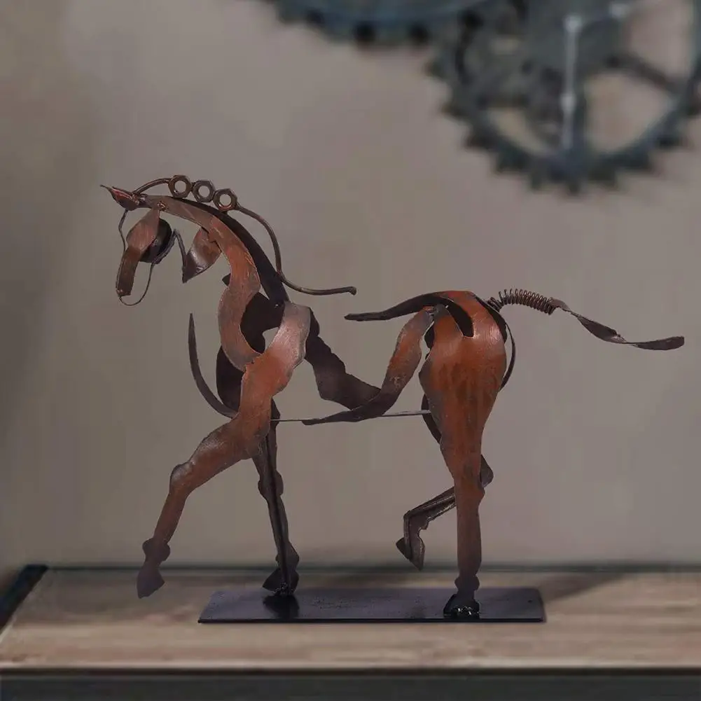 Anti-rust Horse Decor Metal Horse Sculpture for Rustic Home Office Decoration Three-dimensional Hollow Design Art Ornament rustic metal three dimensional horse sculpture adonis horse statue ornamen decor metal horse statues decoration sculpture decor