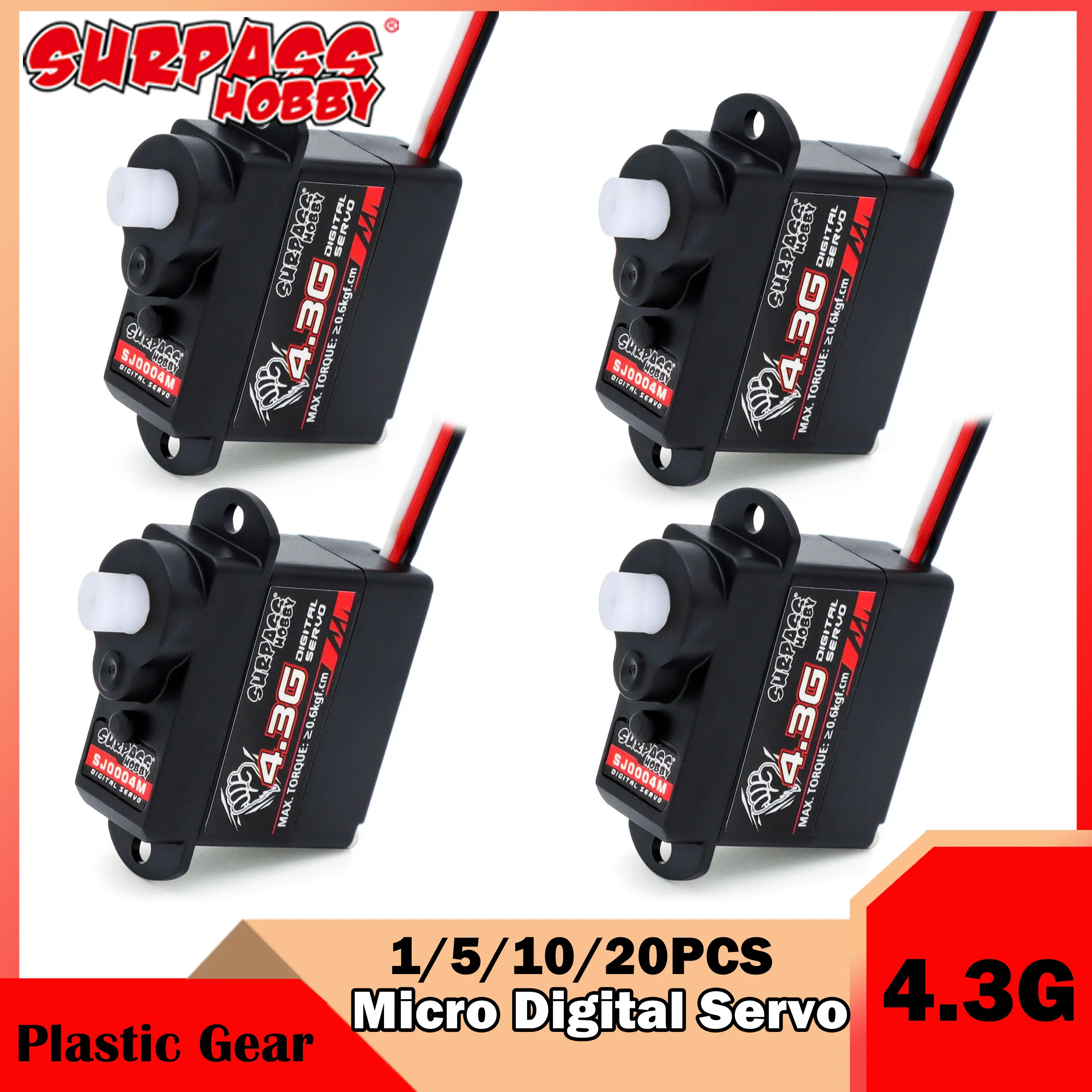 

1/5/10/20 шт. Surpass Hobby RC Micro Servo 4,3g пластиковый Шестеренчатый сердечник двигателя 25T Mini для радиоуправляемого дрона самолета автомобиля лодки робота Модель деталь