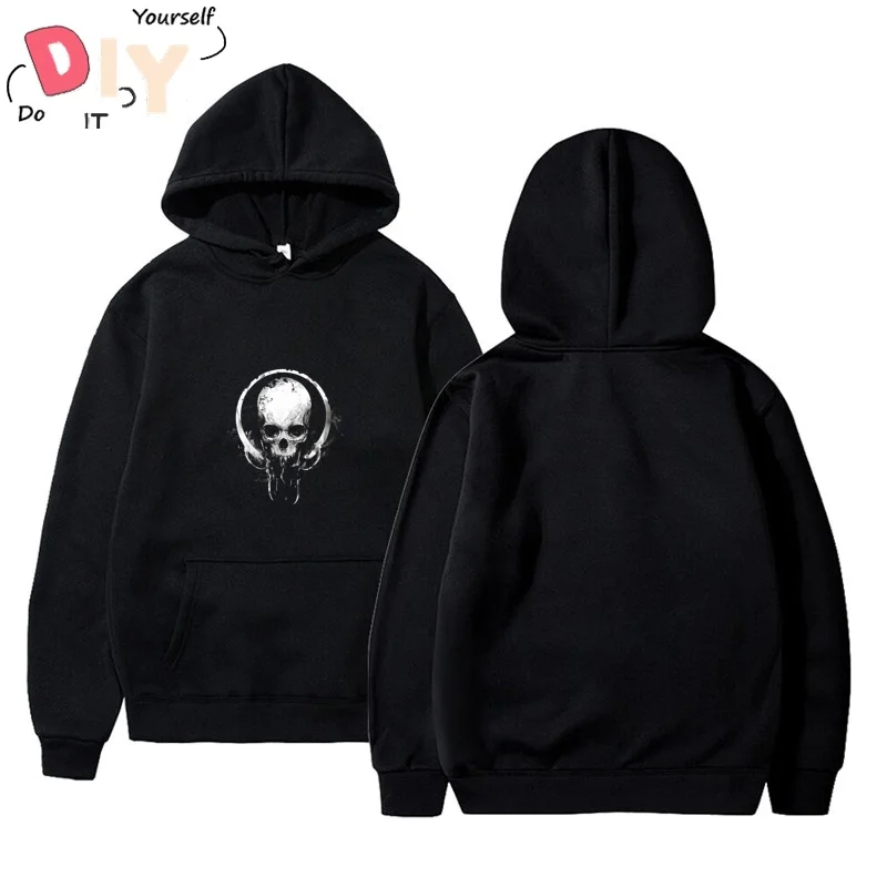 

Human Skeleton Putih Sexy Basic Cotton Style Cute Viral Printed Oversize Fashion Hoodie Men Korean Gildan Simple