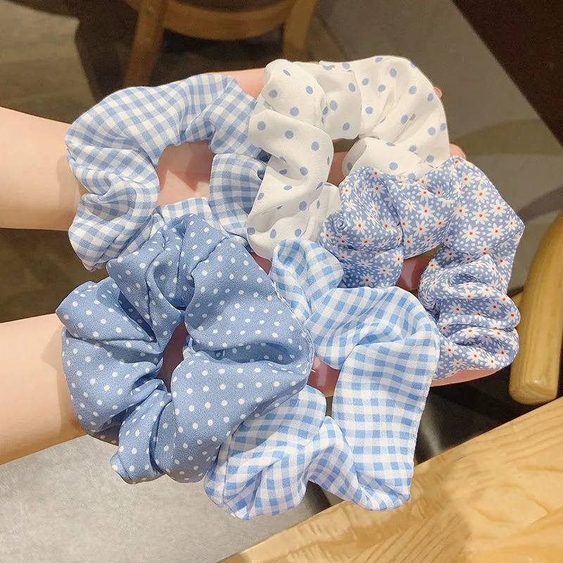 대장 머리띠 여성 한국어 버전 학생 신선한 머리띠 간단한 체크 무늬 롤빵 머리띠 포니 테일 머리띠