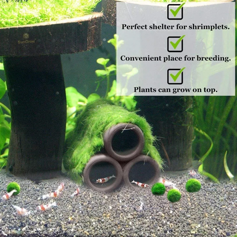 3 Pcs Brown Ceramic Shelters Shrimp Habitat Breeding Tube Hiding Cave fish tank ornaments,fish tank decorations,aquarium ornaments,mini landscape ornaments
