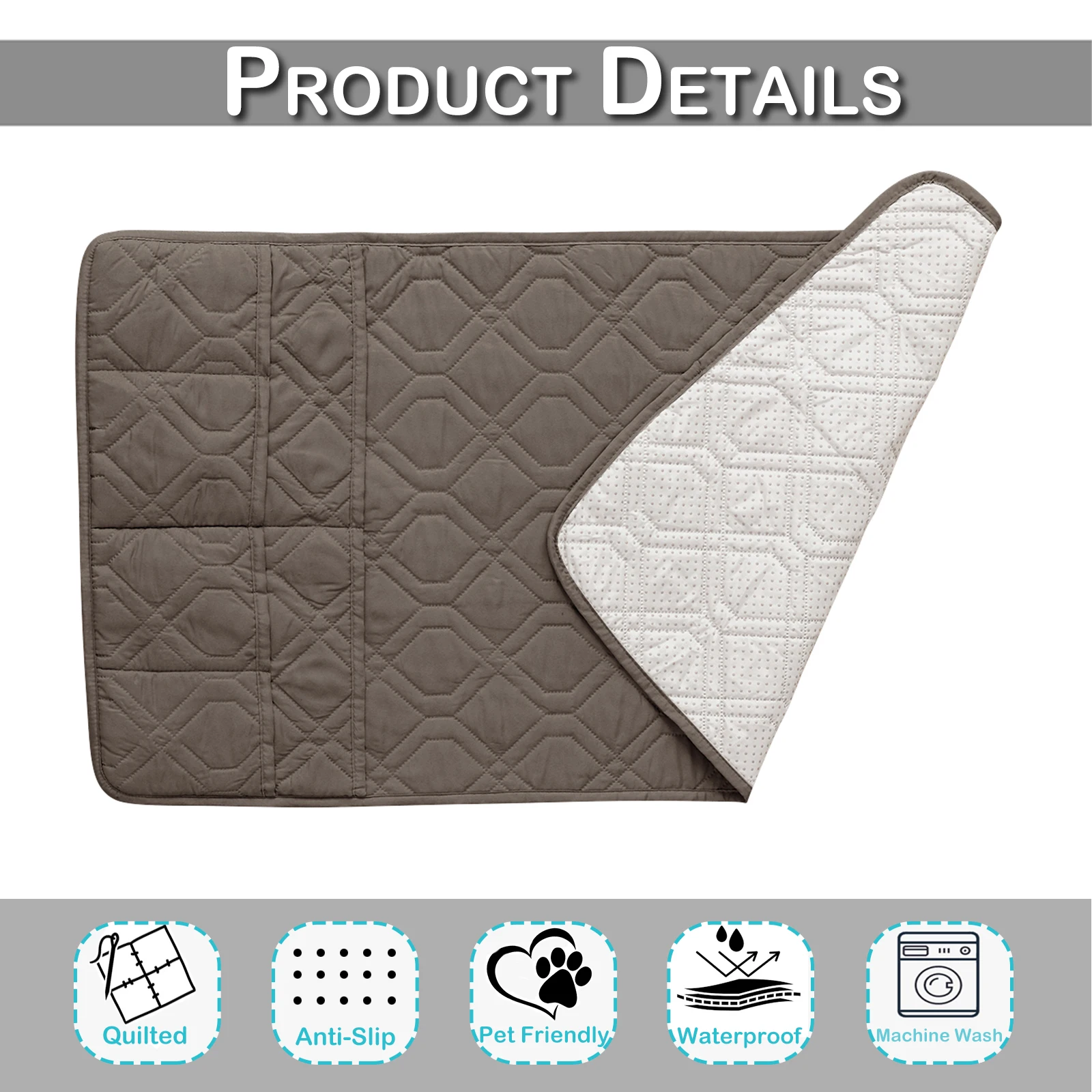 100% Waterproof Quilted Sofa Arm Covers Pet Mat Pocket Storage Bag Slip Covers Removable Stretch Furniture Arm Couch Protector 2
