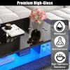 LED Coffee Table w/ 2 Storage Drawers,App Control, w/60,000-Color Lights,Rectangle 2-Tier Center Table w/Display Shelf 6