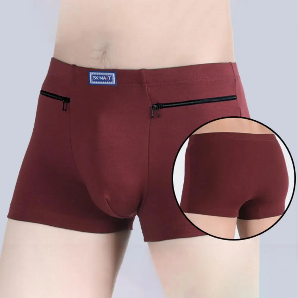 Mens Underwear Men Underwear Boxer Briefs Boxer Underwear Mens Boxer Briefs Men's Pockets Anti-theft Seamless Elastic Cotton U-Bump Shorts Daily Wear