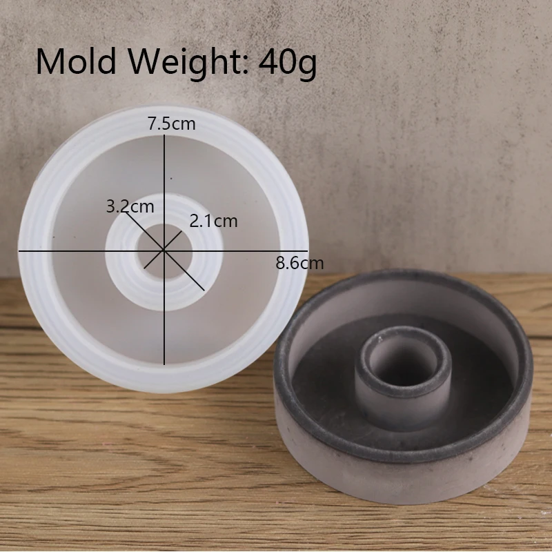 حامل شموع مستدير خرساني قالب من السيليكون مخطط لام...