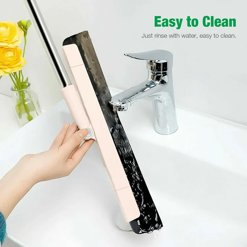 Long Handle Cleaning Brush Telescopic Silicone Magic Broom Floor Wiper Squeegee Strip Window Glass Household Bathroom Sweeping
