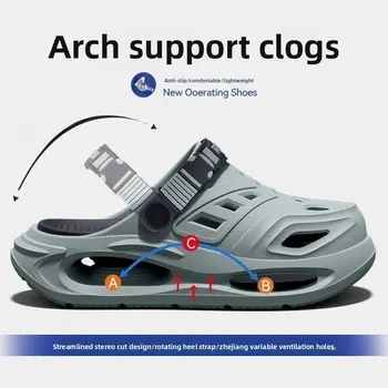 Arch Support, Anti Slip, Soft Sole, Wear-Resistant Cool Slippers for Wearing, Thick Sole Breathable Odor Proof Summer Hole Shoes