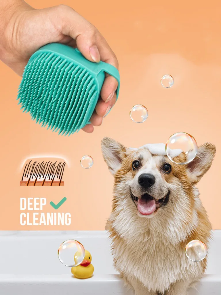 Bathroom Puppy Big Dog Cat Bath Massage Gloves Brush Soft Safety Silicone Pet Accessories for Dogs Cats Tools Mascotas Products images - 6