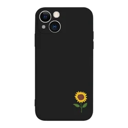 Sunny Sunflower Art Black Silicone Phone Case Cover - iPhone 7 8 or SE (Style 1)