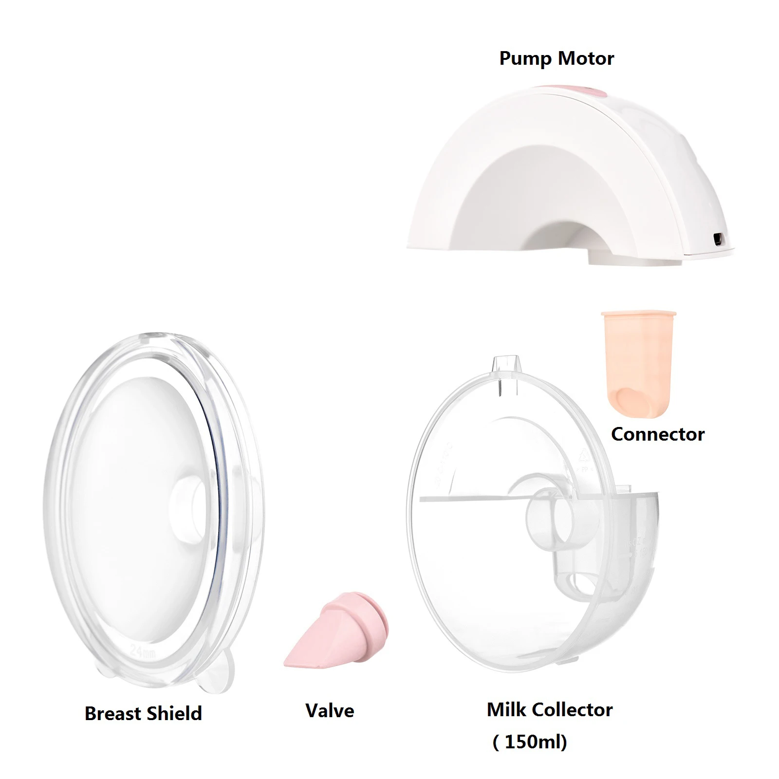 Electric Breast Pump Wearable Hands Free Breast Pump Invisible Silent Pain Free Feeding Pump with 24mm Flange 150ml Capacity 5