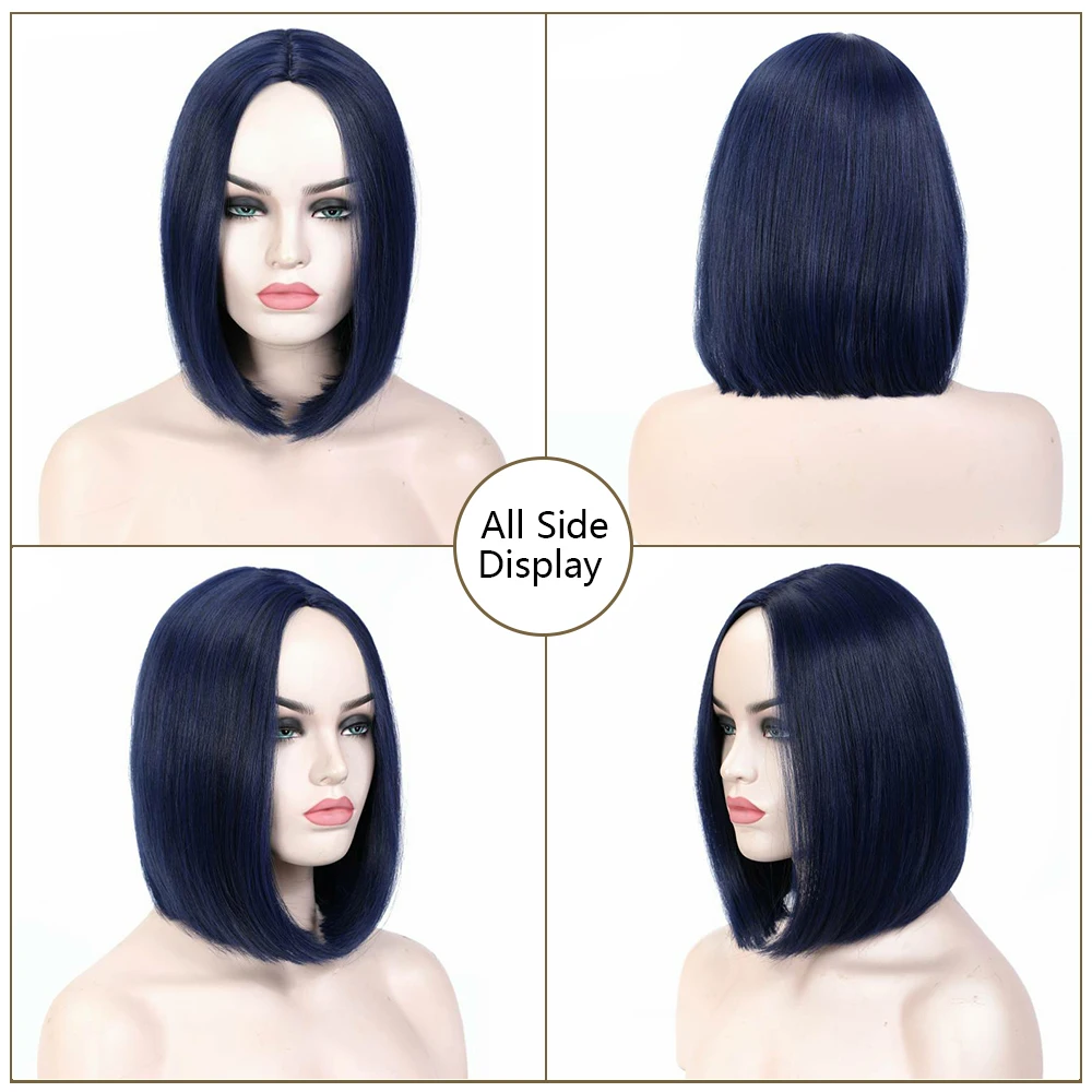 Synthetic Short Ombre Dark Root to Wine Red  Straight 13.5Inch Bob Hair Wig for Women Natural Looking Daily Use or Cosplay Wig