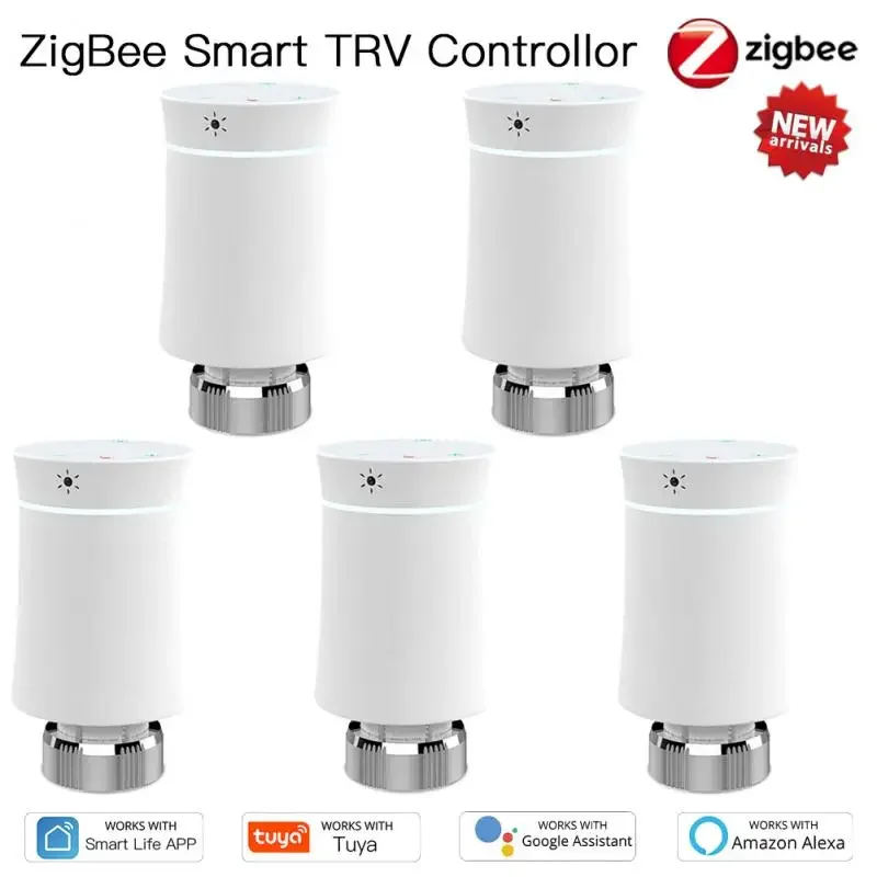 Умный привод радиатора Tuya ZigBee3.0, программируемый термостатический клапан радиатора, регулятор температуры, Настройка 2MQTT с Alexa привод радиатора homebata tuya smart zigbee программируемый термостатический клапан радиатора для alexa google home