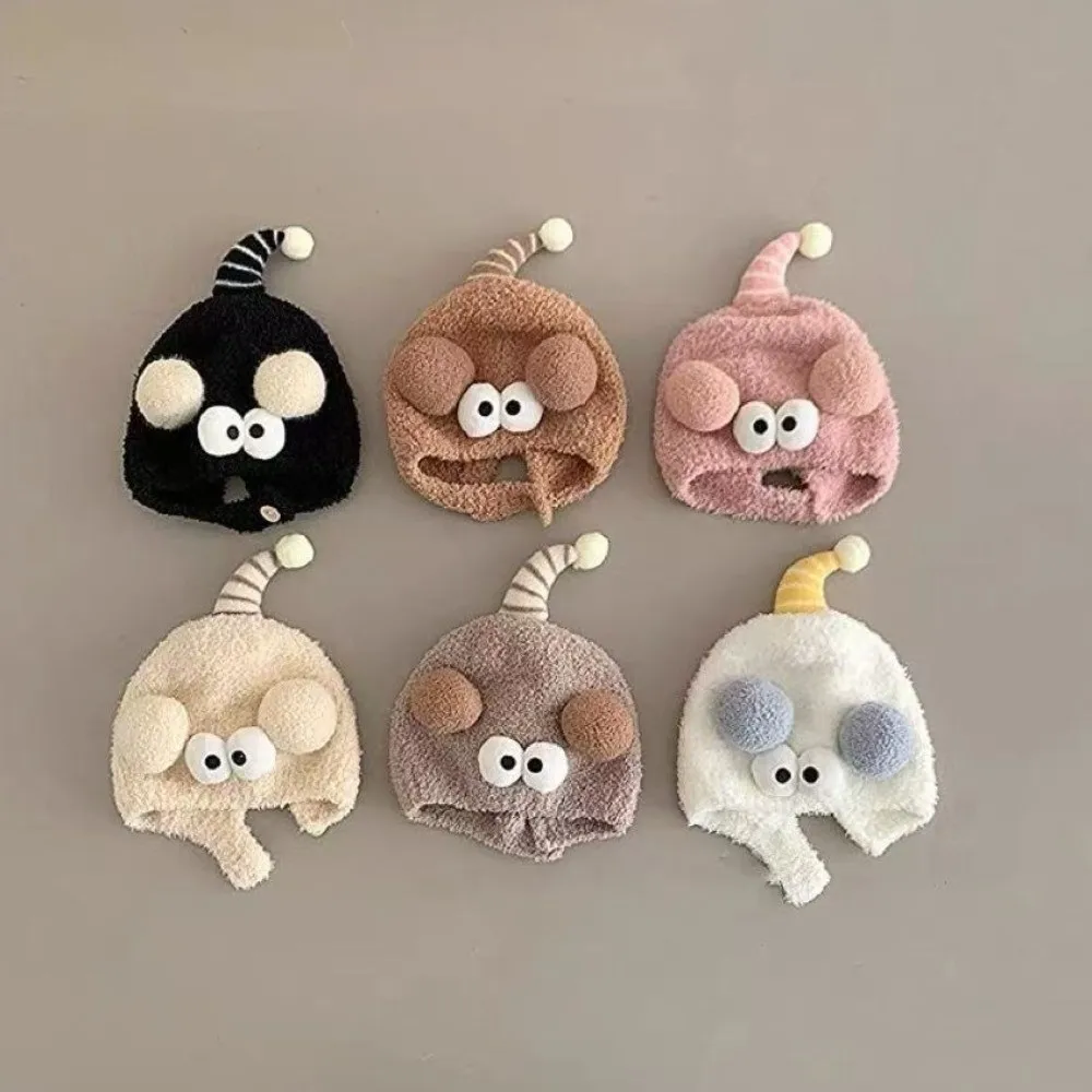 New Cute Big Eyes Pullover Cap Windproof Coldproof Ear Protection Hat Warm Infant Knitted Cap Autumn and Winter