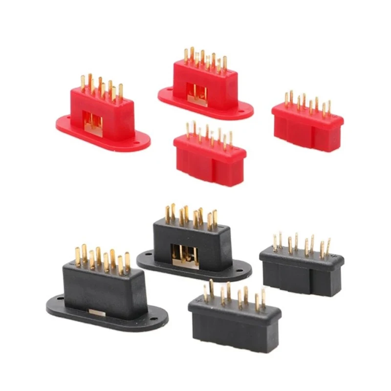 5Pairs Gold Plated Terminal Red Servo Connectors MPX 8 Pins Connector