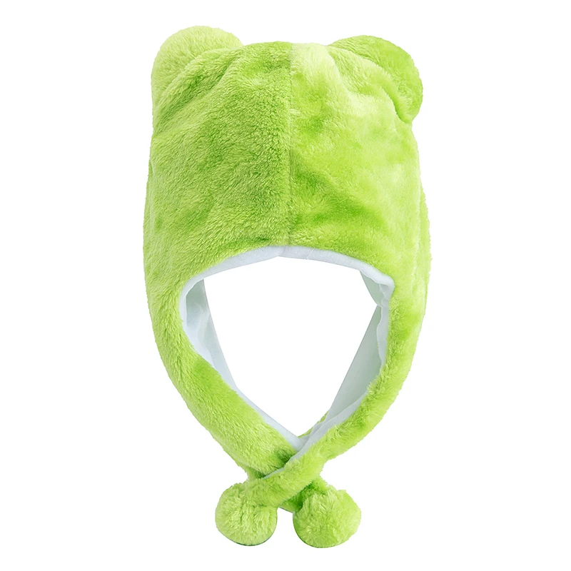 Hot Sale Unisex Funny Frog 3D Animal Style Decorative Hat Couple Cap For Man Women Plush Winter Lovely Fur Hat