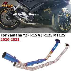  Moto Système D'échappement Pour Yamaha Pour YZF R15 Pour MT-15  Pour MT 125 2008-2017 Moto Ensemble Complet Silencieux D'échappement  Silencieux Moyen Lien Tuyau Tube Modifié Système Tuyau (Color : B)