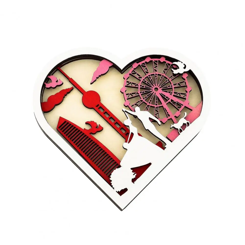 

Romantic Wooden Decor Romantic Heart Shaped Wooden Sign for Valentine's Day Table Decor Rustic Love Wood Ornament for Home